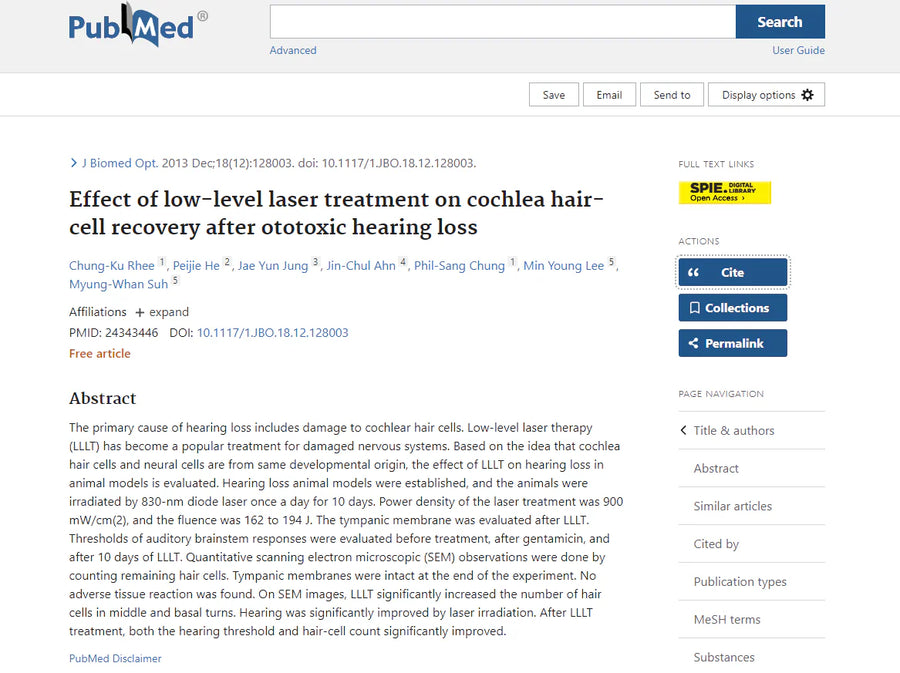 Screenshot of the published study record