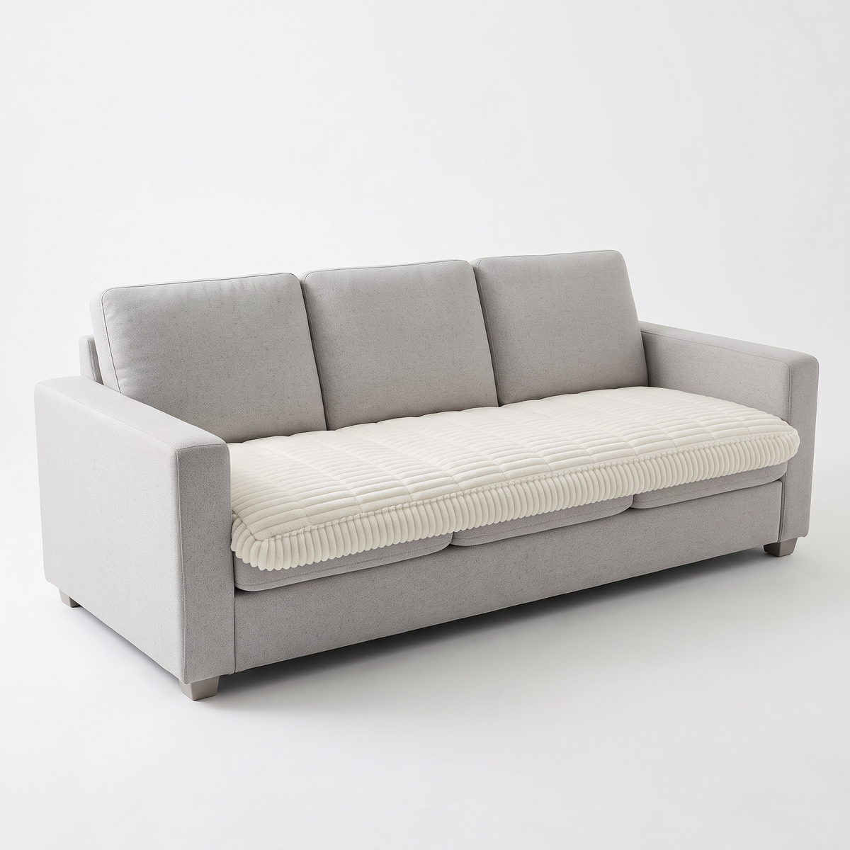 White plush couch cover on a sofa